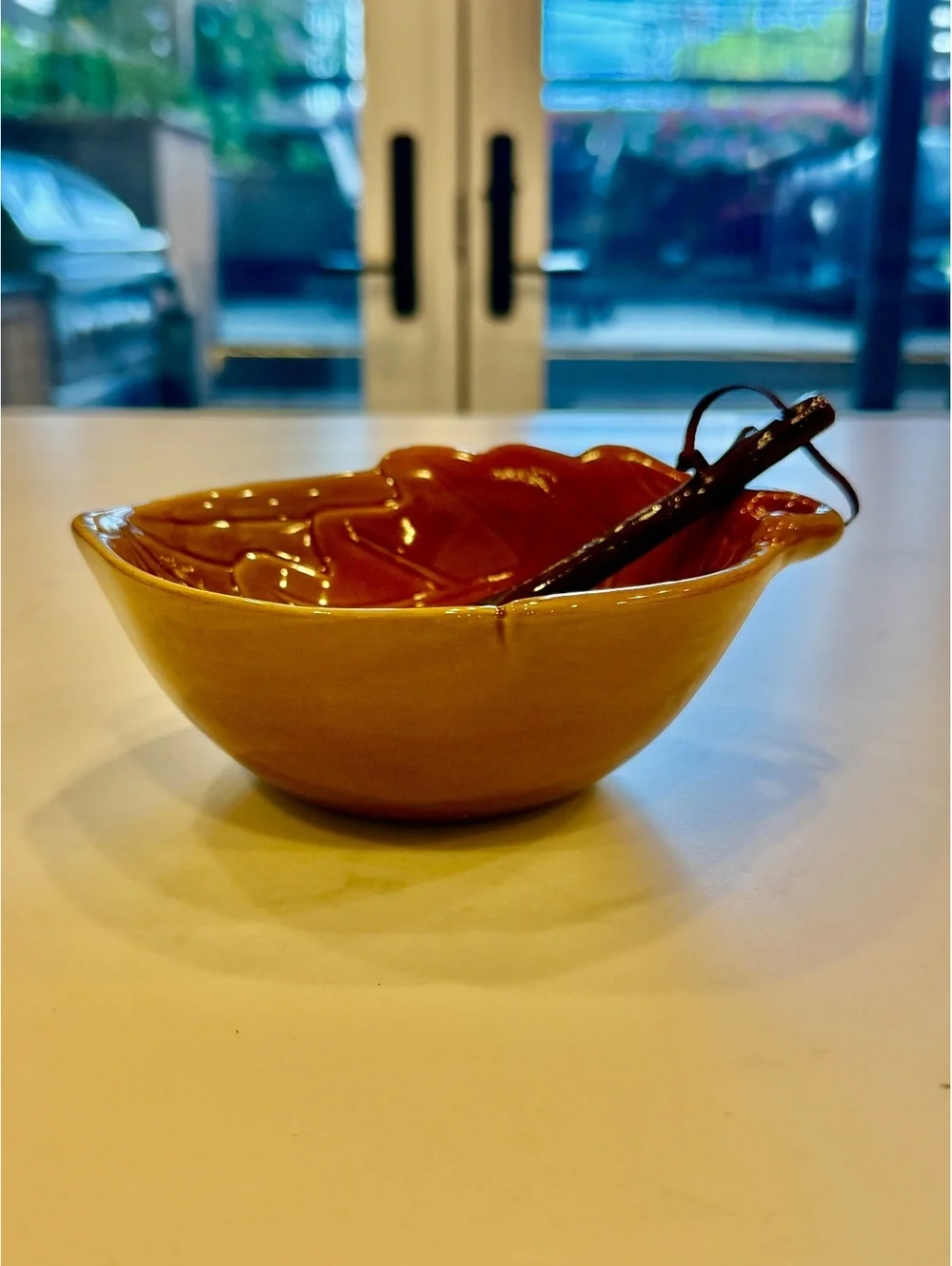 Hallmark Leaf-Shaped Ceramic Bowl with Matching Spoon